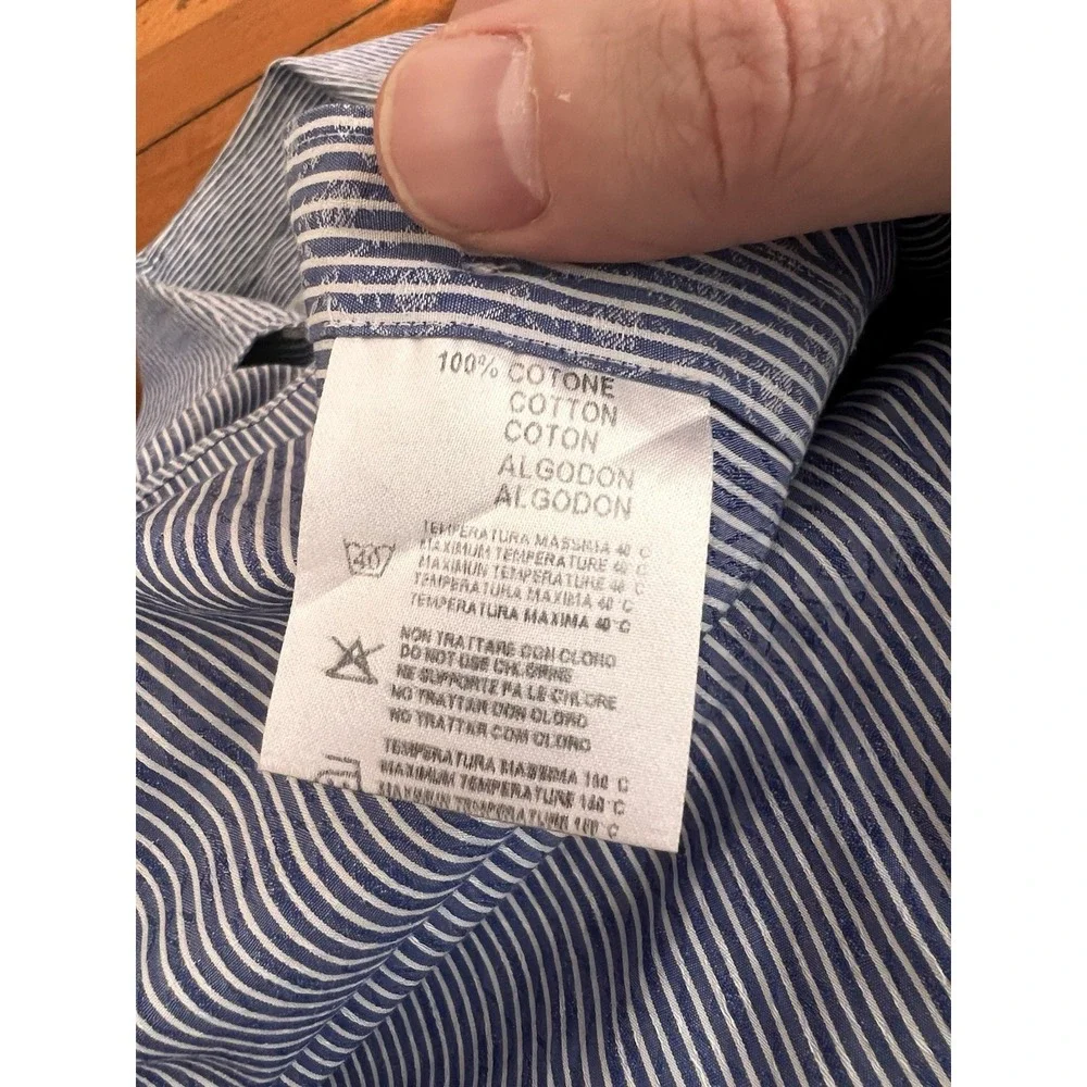Versace Collection Men Trend Fit Button Up Dress Shirt Striped 15.5/39 - Picture 5 of 7